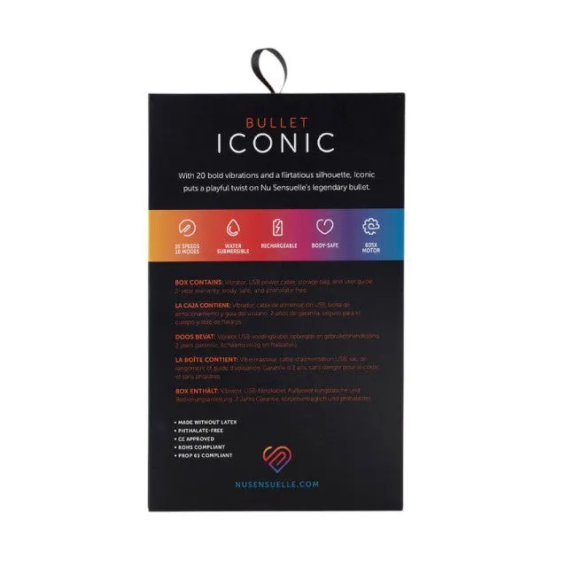 Stimulator clitoris NU SENSUELLE Bullet Iconic. cu funcție de memorie. 20 funcții de vibrație. culoare albastru