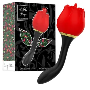 Stimulator cloritidian si anal MIA Double Pleasure. in forma de trandafir. 10 functii de vibratie. culoarea rosu