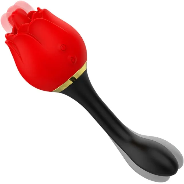 Stimulator cloritidian si anal MIA Double Pleasure. in forma de trandafir. 10 functii de vibratie. culoarea rosu