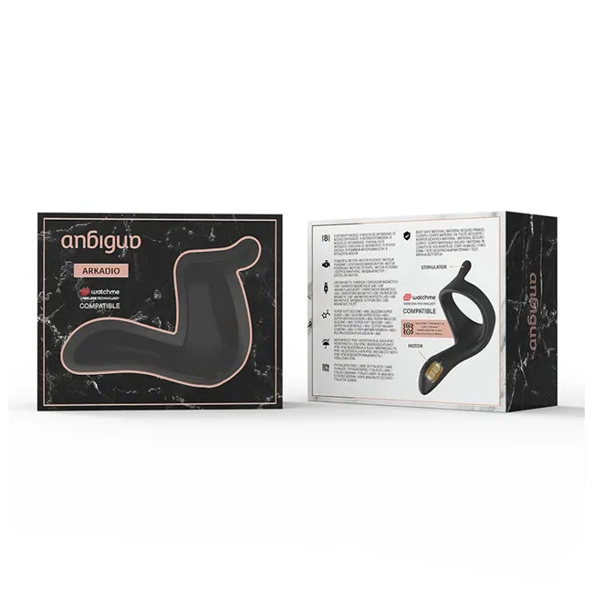 Stimulator pentru penis si perineu ANBIGUO Arkadio. compatibil Watchme. 8 functii de virbatie. negru