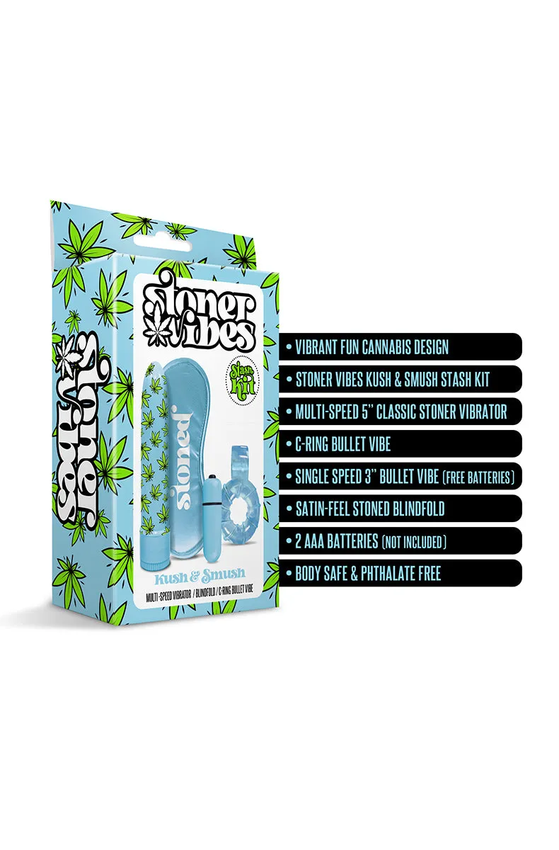 Stoner Vibes Weed Vibrator Blue Cock Ring Kit
