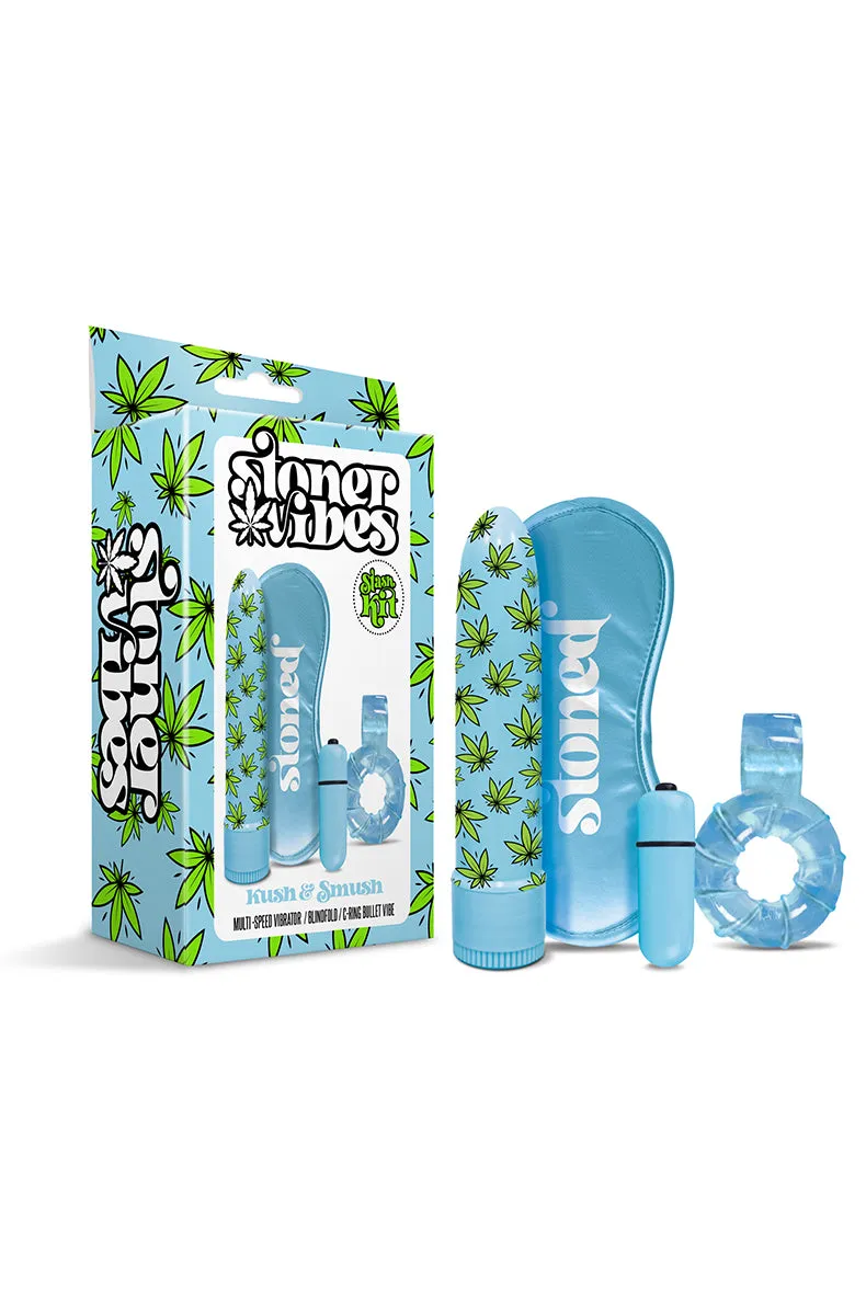 Stoner Vibes Weed Vibrator Blue Cock Ring Kit