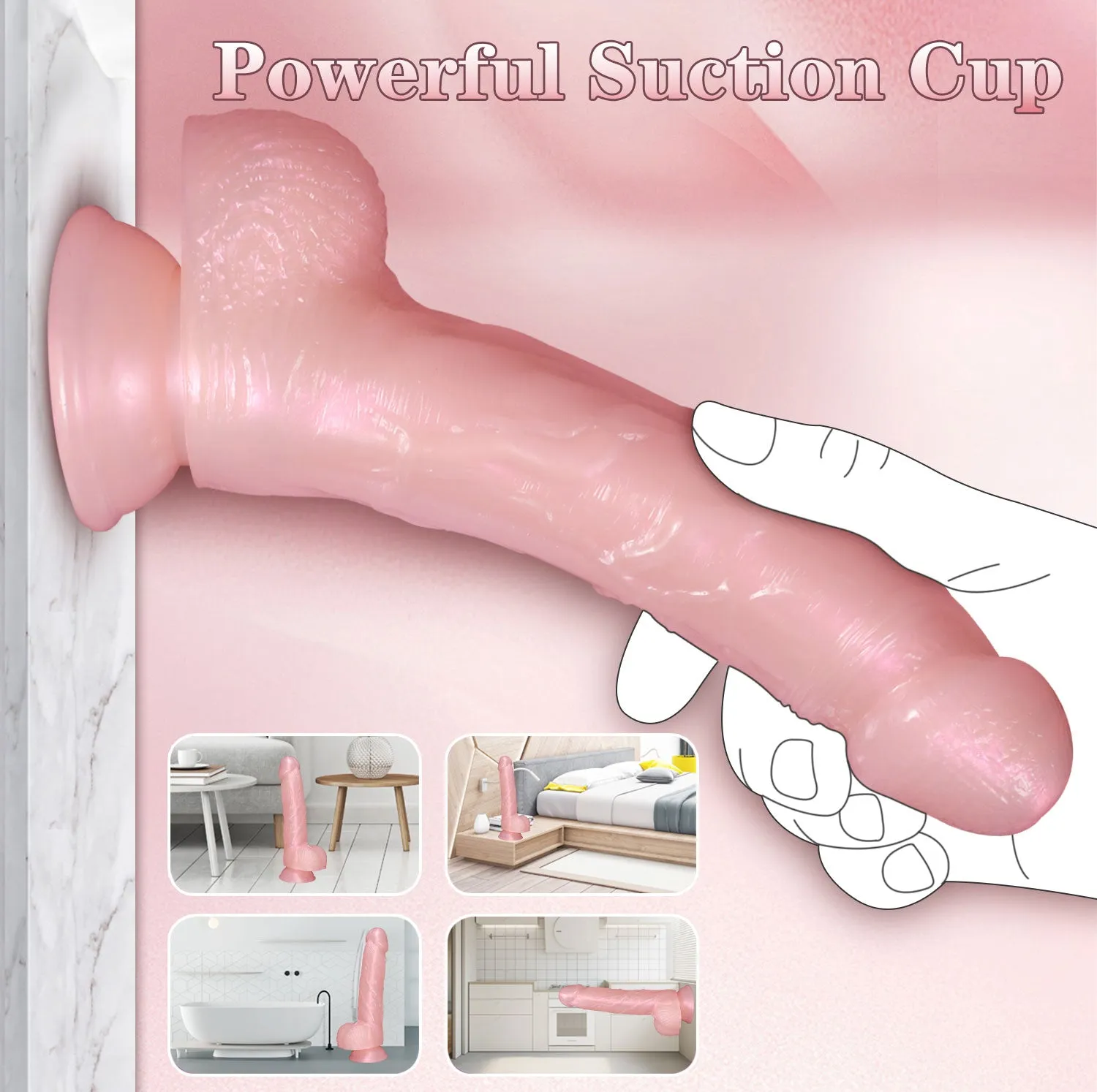 Strapon Pink Dildo Butt Plug - Strapless Realistic Suction Cup Lesbian Couple Sex Toy