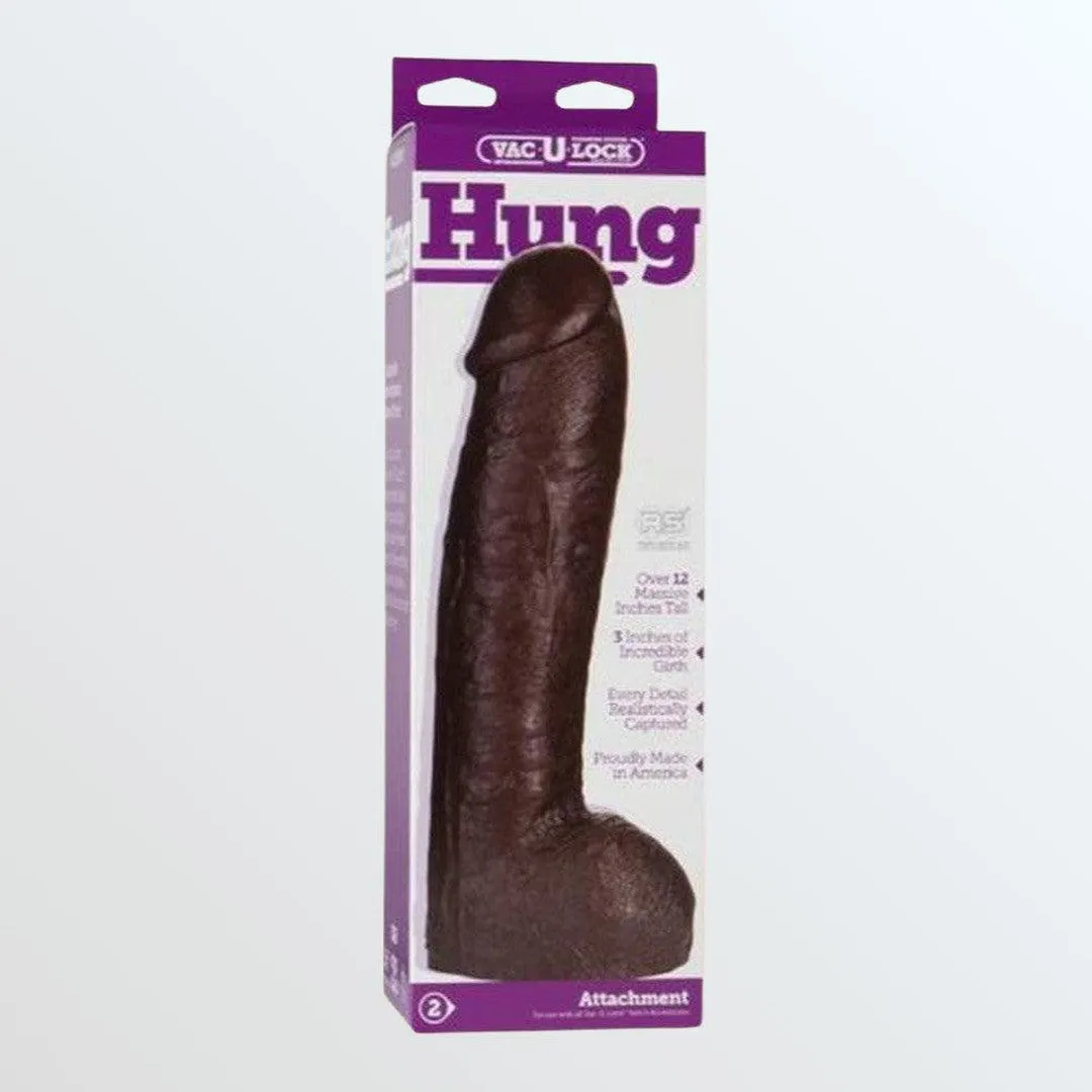 Vac-U-Lock Realistic Hung 12.5 Black Dong for Harnesses