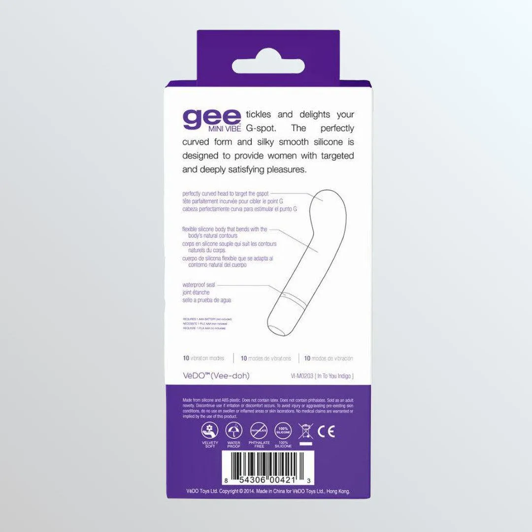 VeDO 'Gee' Mini G-Spot Rechargeable Waterproof Vibrator - Indigo