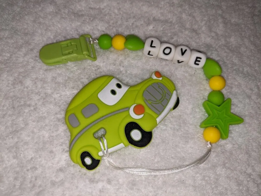 Vehicle Car Silicone Teether Chewing Toy Pacifier Clip