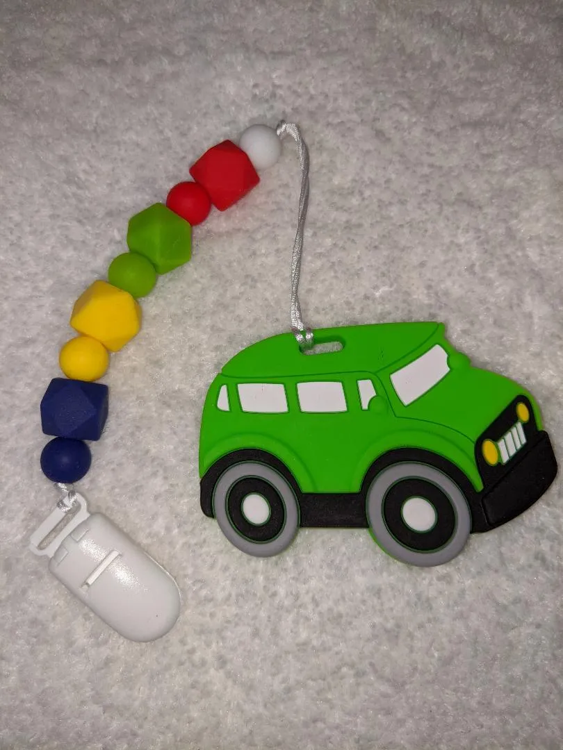 Vehicle Car Silicone Teether Chewing Toy Pacifier Clip