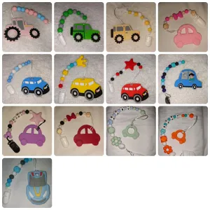 Vehicle Car Silicone Teether Chewing Toy Pacifier Clip
