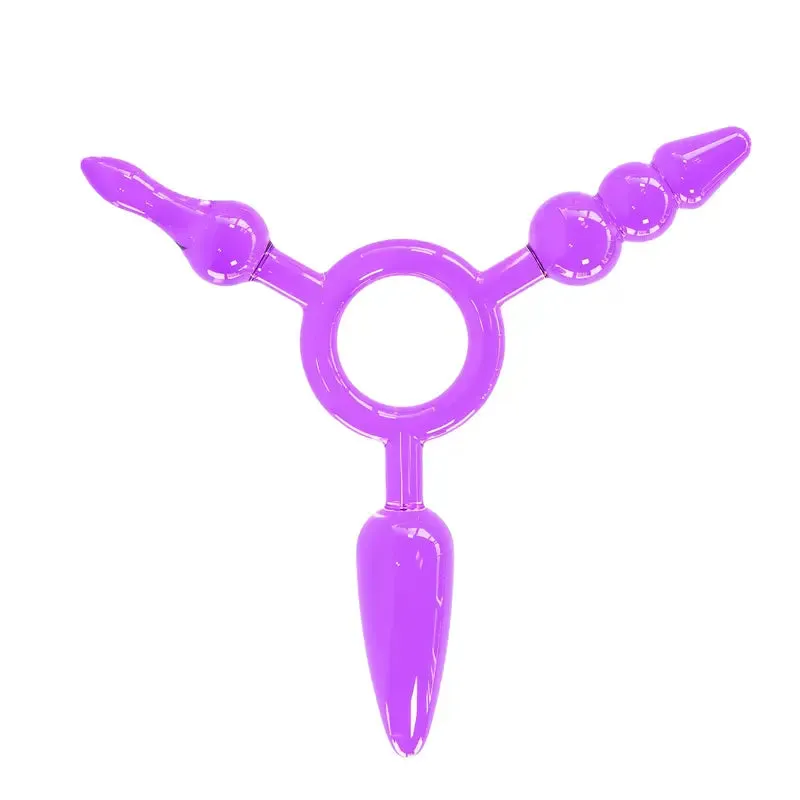 Vibrant Three-headed Anal Beads Butt Plugs For Expanding Anal Sex Toy