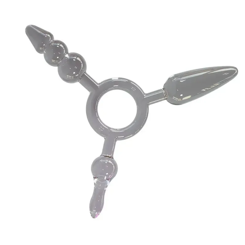 Vibrant Three-headed Anal Beads Butt Plugs For Expanding Anal Sex Toy