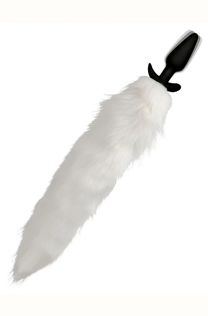 Vibrating White Fox Tail Butt Plug