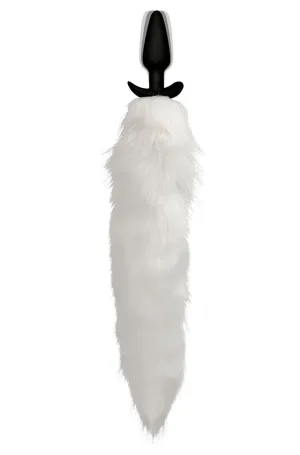 Vibrating White Fox Tail Butt Plug