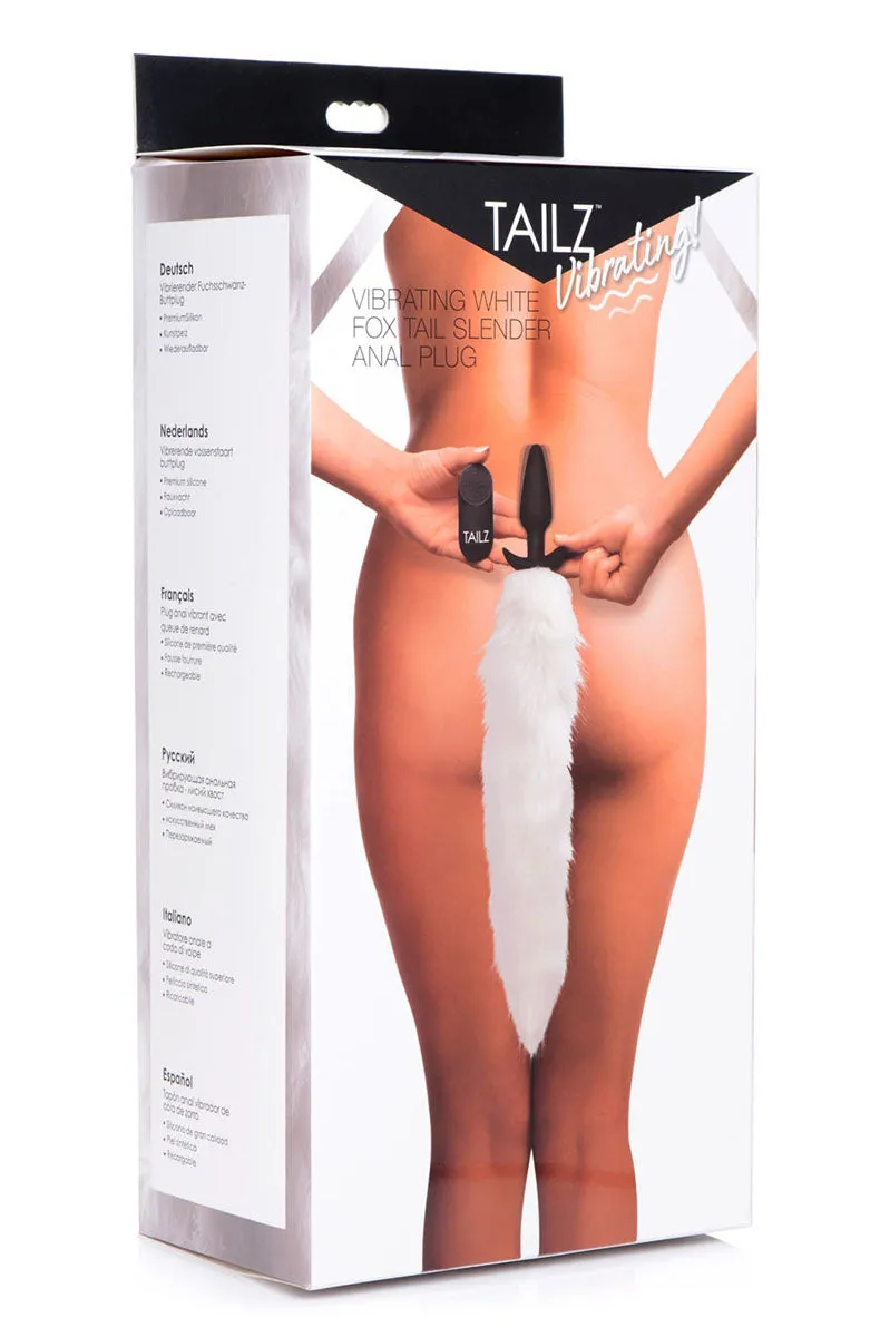 Vibrating White Fox Tail Butt Plug