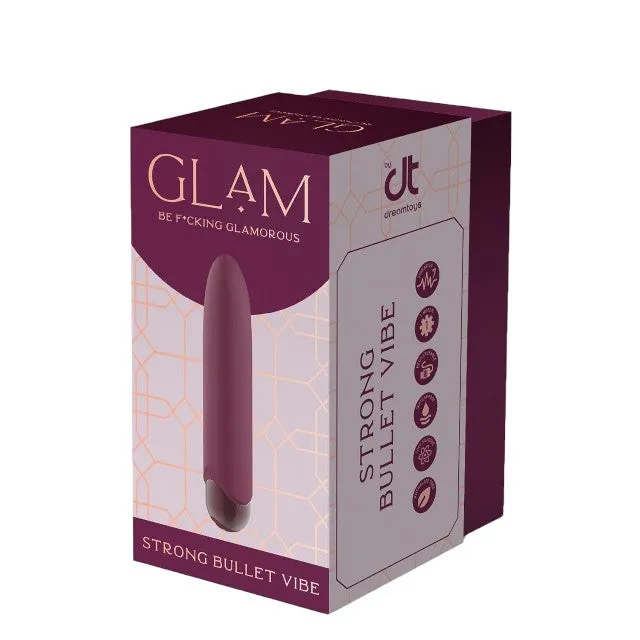 Vibrator bullet DREAMTOYS Glam Strong Bullet Vibe. pentru stimularea clitorisului. 7 funcții de vibrație. culoare mov