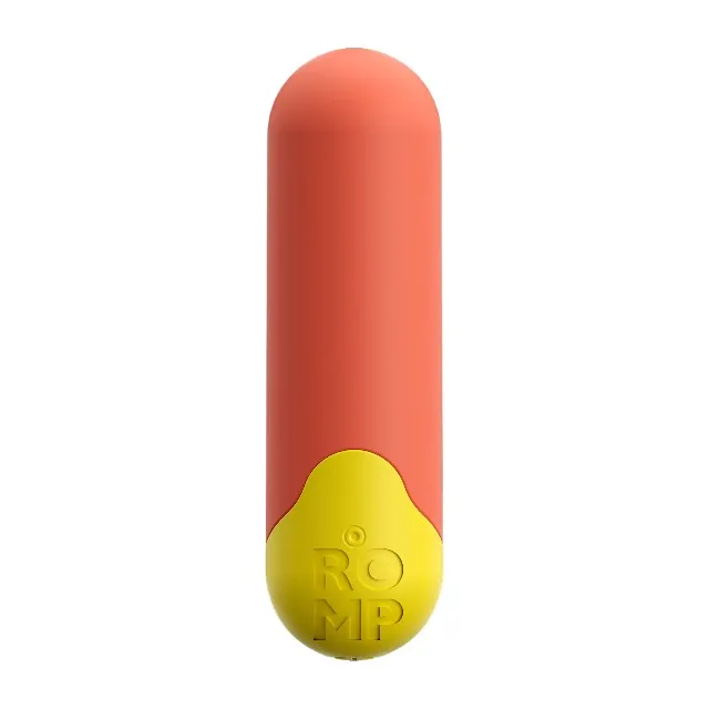 Vibrator bullet ROMP RIOT. pentru stimularea clitorisului. 10 funcții de vibrație. rezistent la apă IPX5. portocaliu cu galben