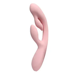 Vibrator cu stimulator INTY TOYS TWIRL. pentru stimularea clitorisului și punctului G. 10 funcții de vibrație. roz