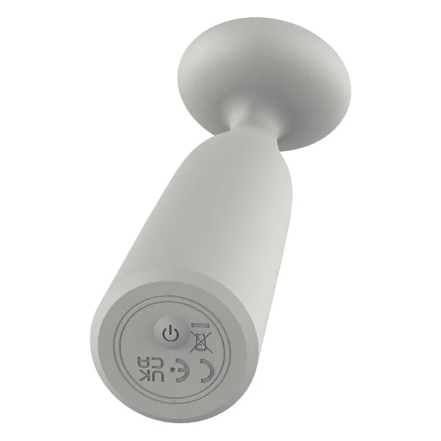 Vibrator DREAMTOYS Nude Luna Mini Wand. din silicon moale și flexibil. 10 funcții de vibrație. lungime 16.2 cm. culoare gri
