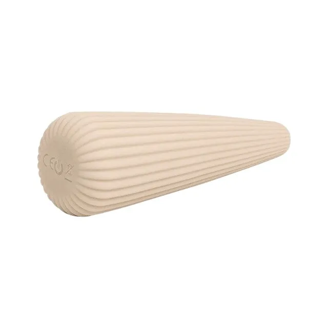 Vibrator DREAMTOYS Nude Zina. în formă de con. cu striații verticale. 10 funcții de vibrație. lungime 12.5 cm. crem