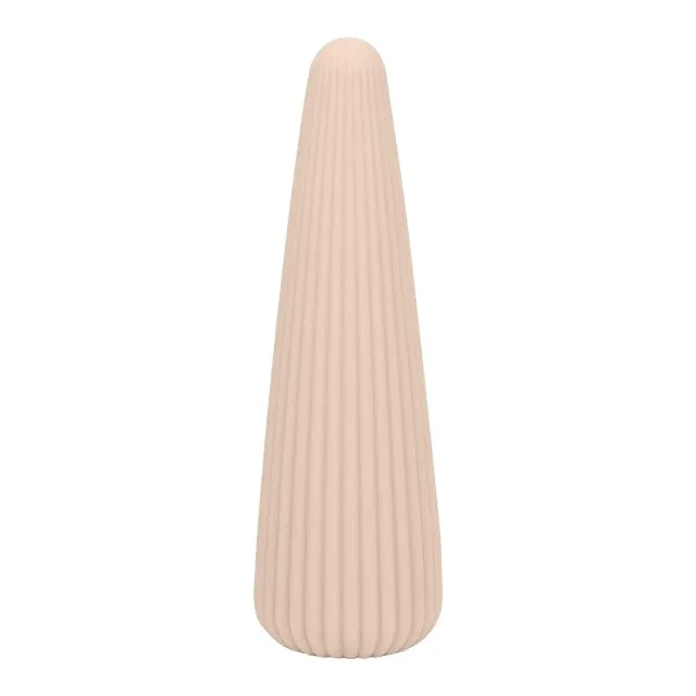 Vibrator DREAMTOYS Nude Zina. în formă de con. cu striații verticale. 10 funcții de vibrație. lungime 12.5 cm. crem