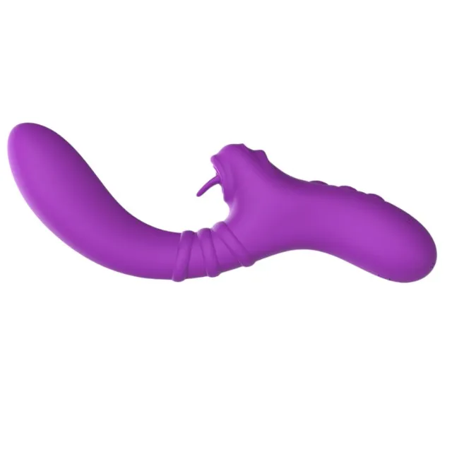 Vibrator dublu INTENSE HARRY. cu funcție de simulare sex oral. 20 funcții de vibrație. design curbat pentru stimularea punctului G. mov