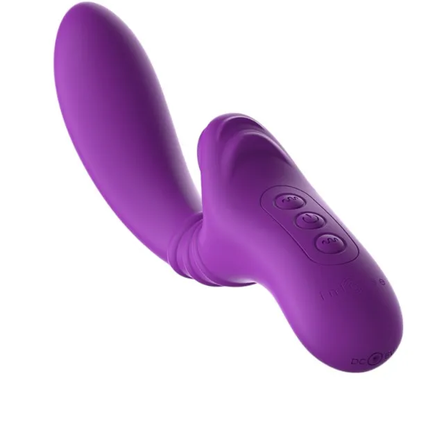 Vibrator dublu INTENSE HARRY. cu funcție de simulare sex oral. 20 funcții de vibrație. design curbat pentru stimularea punctului G. mov