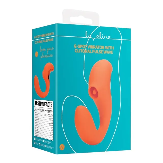 Vibrator dublu LOVELINE G-Spot Vibrator with Clitoral Pulse Wave. cu pulsații. 20 funcții de vibrație. portocaliu