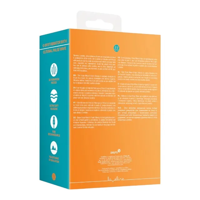 Vibrator dublu LOVELINE G-Spot Vibrator with Clitoral Pulse Wave. cu pulsații. 20 funcții de vibrație. portocaliu