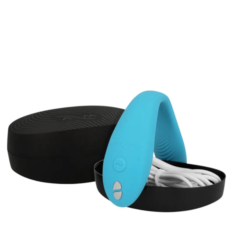 Vibrator dublu WE VIBE Sync Go. pentru stimularea clitorisului și punctului G. control prin aplicație. 9 funcții de vibrație. turcoaz
