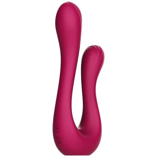 Vibrator dublu XOCOON Sync Sensation Vibrator. pentru stimularea clitorisului și punctului G. 10 funcții de vibrație. roz fuchsia
