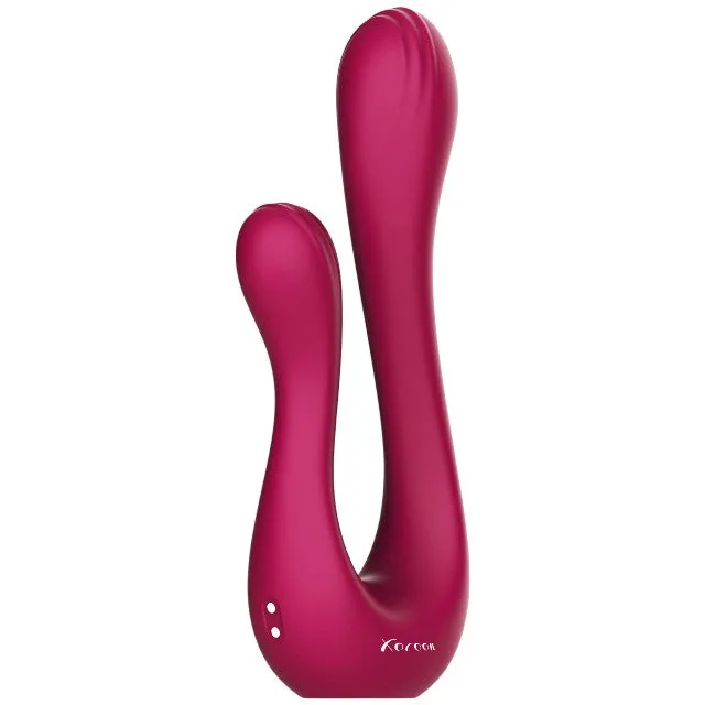 Vibrator dublu XOCOON Sync Sensation Vibrator. pentru stimularea clitorisului și punctului G. 10 funcții de vibrație. roz fuchsia