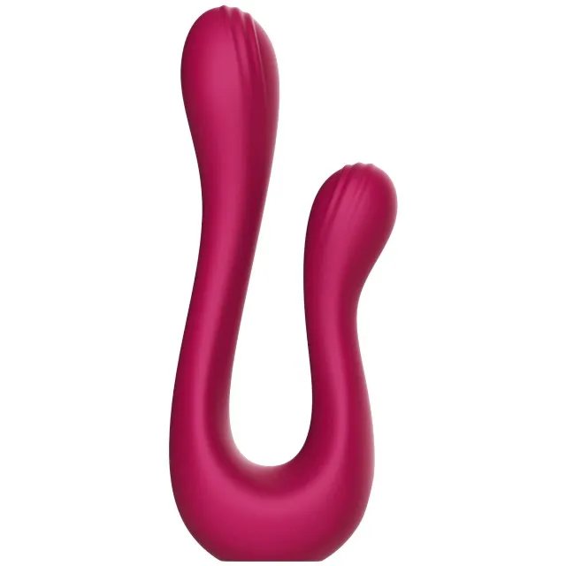 Vibrator dublu XOCOON Sync Sensation Vibrator. pentru stimularea clitorisului și punctului G. 10 funcții de vibrație. roz fuchsia
