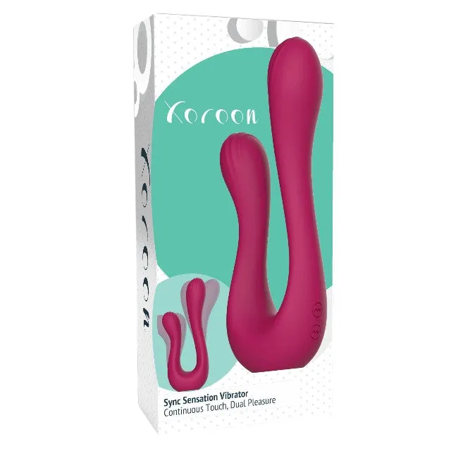 Vibrator dublu XOCOON Sync Sensation Vibrator. pentru stimularea clitorisului și punctului G. 10 funcții de vibrație. roz fuchsia