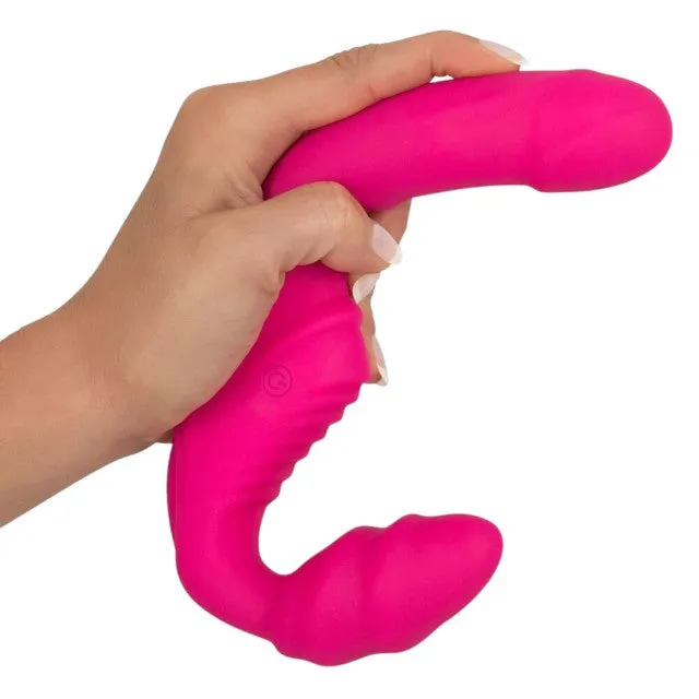 Vibrator dublu YOU2TOYS Strapless Strap-On 2. strap-on fără ham. 9 funcții de vibrație. rezistent la apă. lungime 21.8 cm. roz