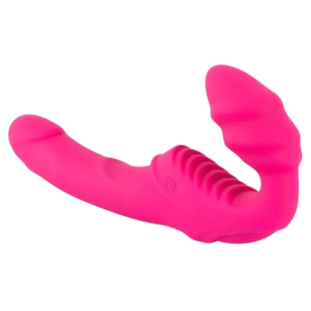 Vibrator dublu YOU2TOYS Strapless Strap-On 2. strap-on fără ham. 9 funcții de vibrație. rezistent la apă. lungime 21.8 cm. roz