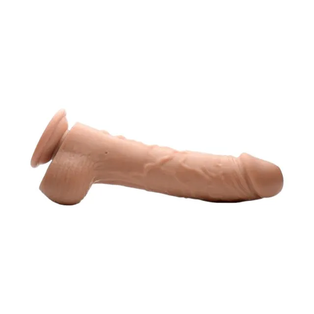 Vibrator LOADZ 8.5 Vibrating Squirting Dildo. cu telecomandă. funcție de ejaculare. 10 funcții de vibrație. culoarea pielii. 21.5 cm
