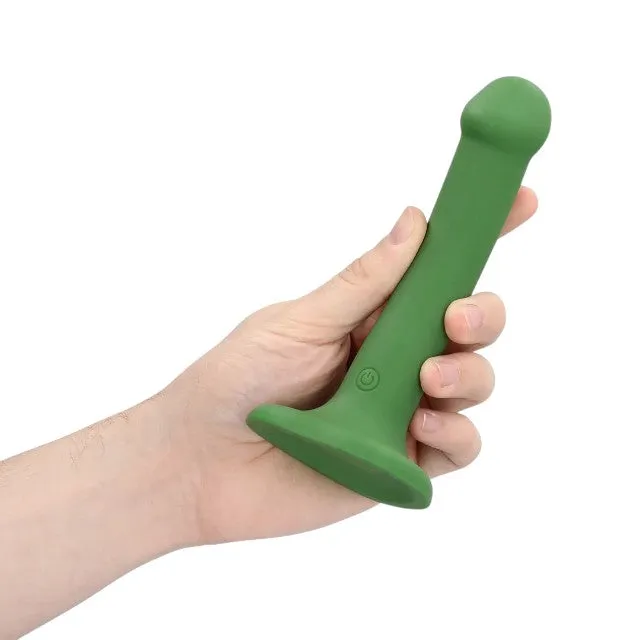 Vibrator LOVELINE Non-Phallic Vibrating Dildo Small. cu ventuză. compatibil cu ham strap-on. 10 funcții de vibrație. 16.5 cm. verde