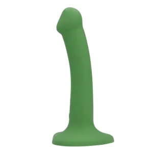 Vibrator LOVELINE Non-Phallic Vibrating Dildo Small. cu ventuză. compatibil cu ham strap-on. 10 funcții de vibrație. 16.5 cm. verde
