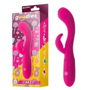 Vibrator rabbit GOODIES Sweetie Pleasures CAKEY. cu stimulator dublu. din silicon premium. 10 funcții de vibrație. roz fuchsia