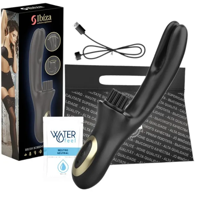 Vibrator rabbit IBIZA Brush Bobbing Vibrator. din silicon hipoalergenic. 10 funcții de vibrație. 7 funcții de mișcare. negru