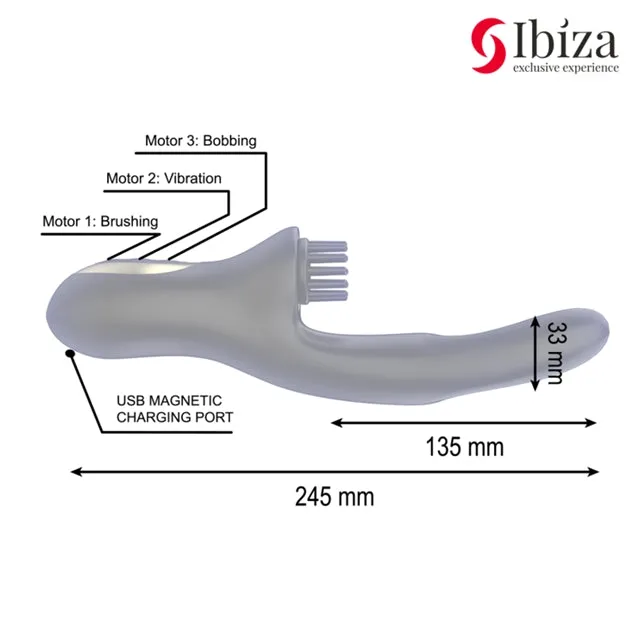 Vibrator rabbit IBIZA Brush Bobbing Vibrator. din silicon hipoalergenic. 10 funcții de vibrație. 7 funcții de mișcare. negru