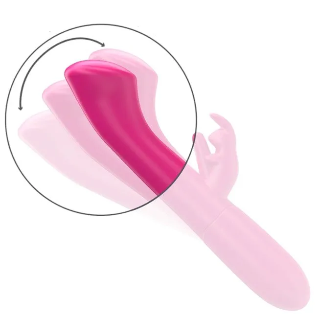 Vibrator rabbit INTENSE JULIETA. din silicon premium. pentru stimularea clitorisului și punctului G. 10 funcții de vibrație. culoarea roz