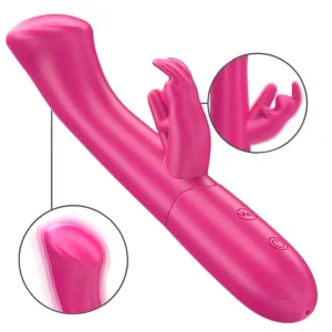 Vibrator rabbit INTENSE JULIETA. din silicon premium. pentru stimularea clitorisului și punctului G. 10 funcții de vibrație. culoarea roz