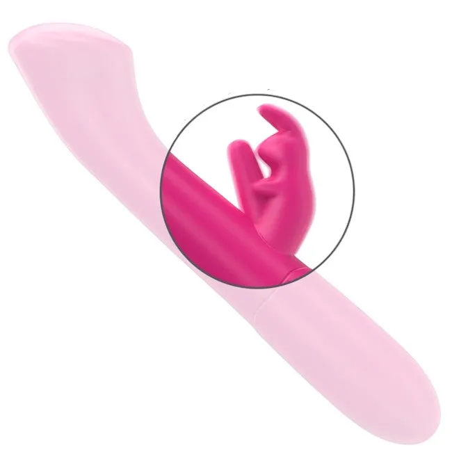 Vibrator rabbit INTENSE JULIETA. din silicon premium. pentru stimularea clitorisului și punctului G. 10 funcții de vibrație. culoarea roz