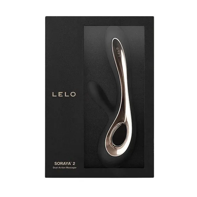 Vibrator rabbit LELO SORAYA 2. pentru stimularea clitorisului și punctului G. 12 funcții de vibrație. negru cu auriu
