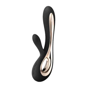 Vibrator rabbit LELO SORAYA 2. pentru stimularea clitorisului și punctului G. 12 funcții de vibrație. negru cu auriu