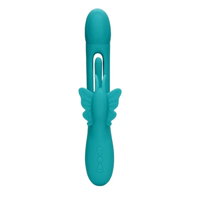 Vibrator rabbit LOVELINE Flapping G-Spot Butterfly Vibrator. cu funcție de lovituri ritmice. 21 funcții de vibrație. albastru