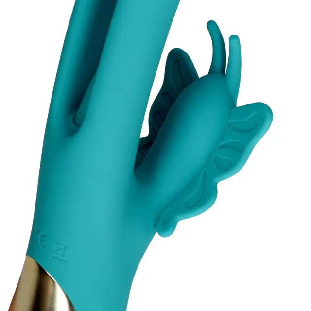 Vibrator rabbit LOVELINE Flapping G-Spot Butterfly Vibrator. cu funcție de lovituri ritmice. 21 funcții de vibrație. albastru