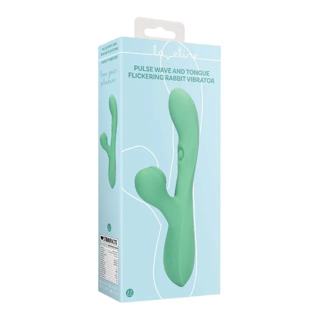 Vibrator rabbit LOVELINE Pulse Wave and Tongue Flickering. cu pulsații și funcție de simulare sex oral. 30 funcții de vibrație. verde