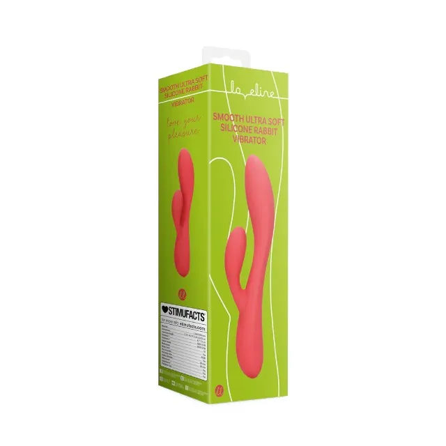 Vibrator rabbit LOVELINE Smooth Ultra Soft Silicone Rabbit Vibrator. pentru clitoris și punctul G. 10 funcții de vibrație. roz