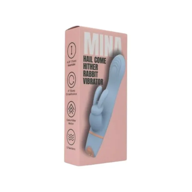 Vibrator rabbit LovingJoy MINA HAIL COME HITHER. din silicon. 5 funcții de vibrație. rezistent la apă. culoare albastru(N12562)